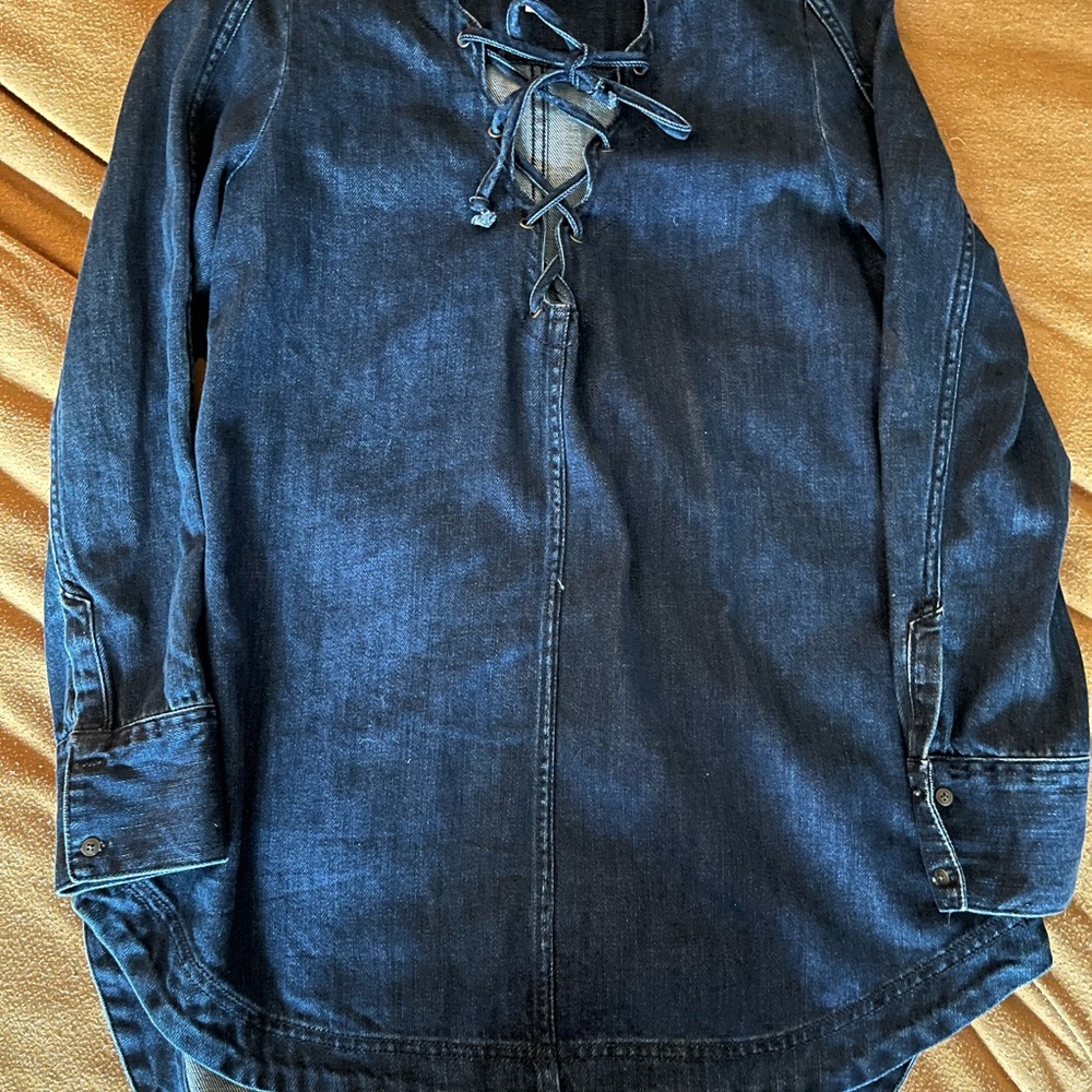 Free People Lace-Up Denim Dress